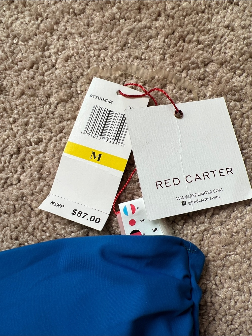 NWT Red Carter One-Shoulder Cobalt Blue Bikini Top - Picture 3 of 6
